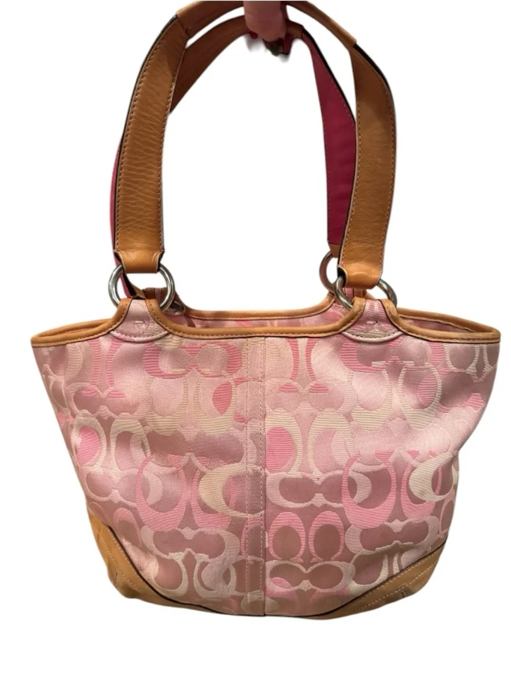 Vintage Coach Pink Soho Signature Optic Monogram Jacquard Buckle Shoulder Bag - Picture 2 of 12